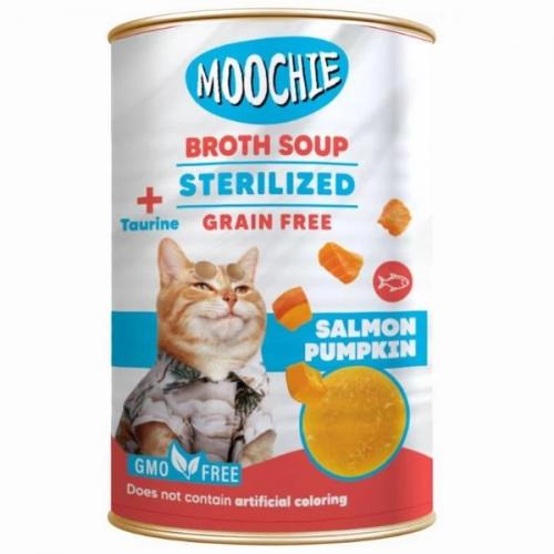 Moochie Somonlu ve Bal Kabaklı Tahılsız Et Suyu Kısır Kedi Çorbası 135ml